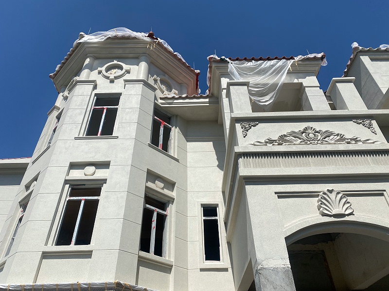 东莞凤岗三正卧龙花园别墅外墙水包砂项目